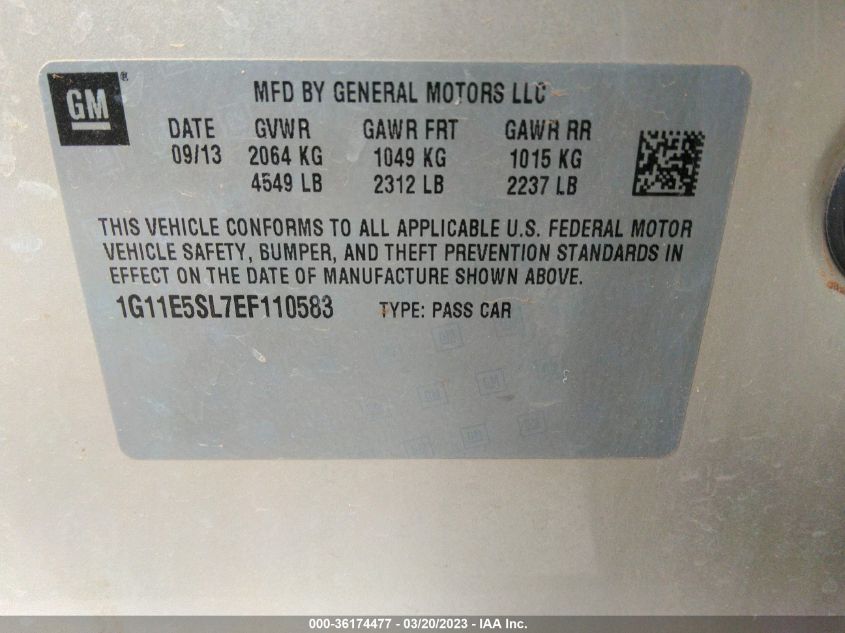 2014 CHEVROLET MALIBU LT - 1G11E5SL7EF110583