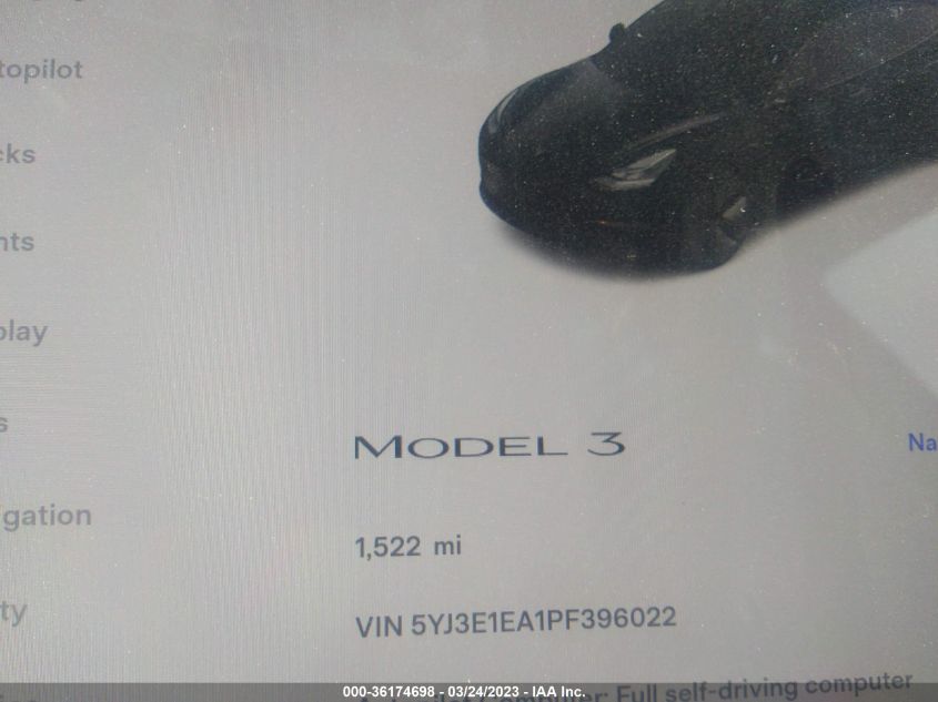 2023 TESLA MODEL 3 - 5YJ3E1EA1PF396022