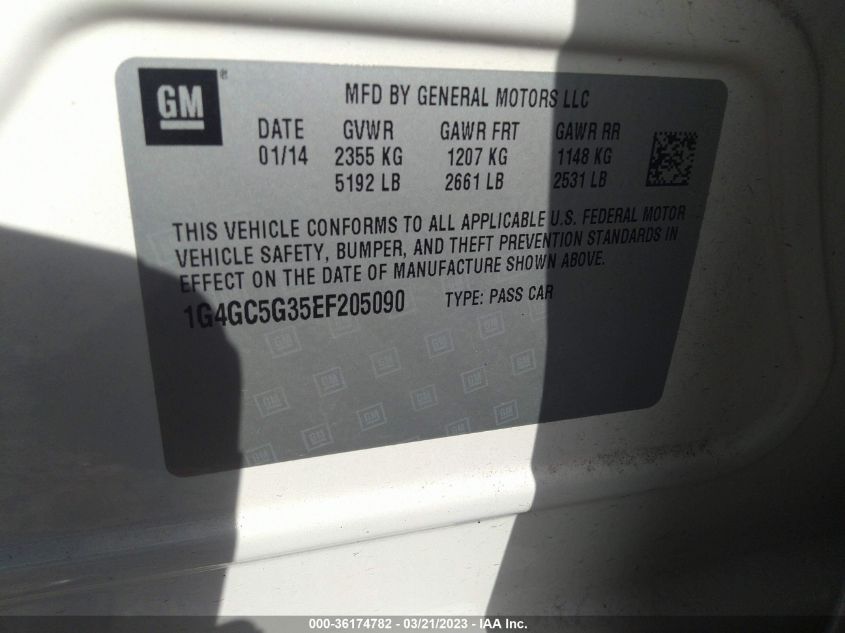 2014 BUICK LACROSSE LEATHER - 1G4GC5G35EF205090