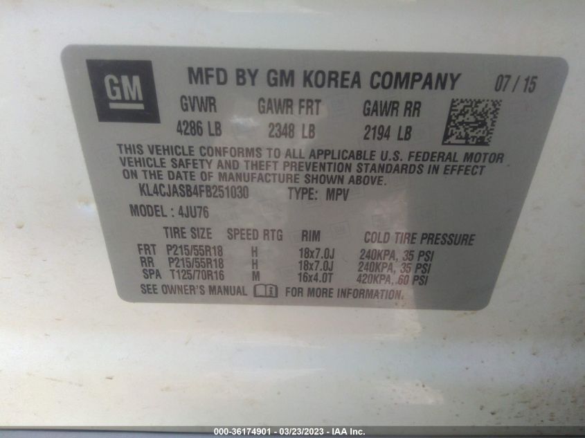 2015 BUICK ENCORE - KL4CJASB4FB251030