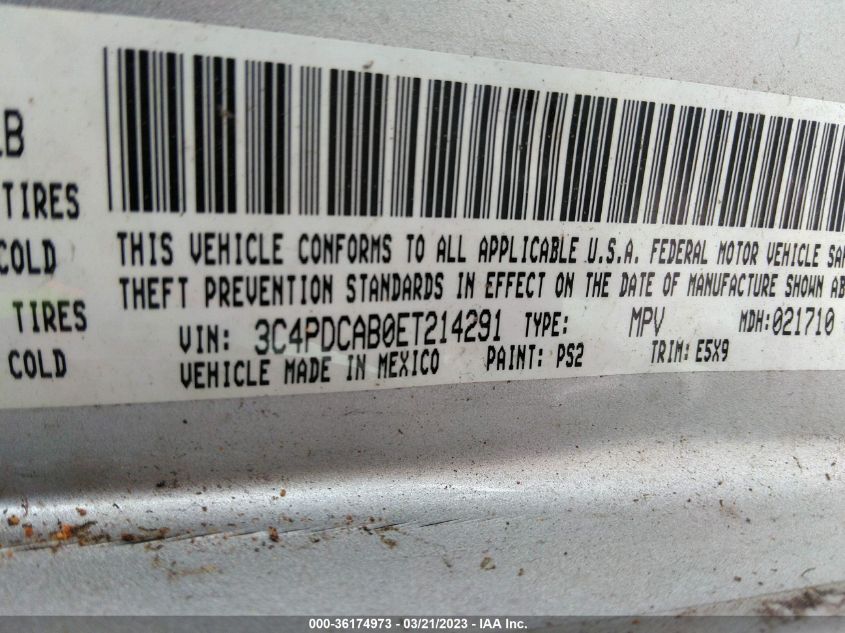 2014 DODGE JOURNEY AMERICAN VALUE PKG - 3C4PDCAB0ET214291