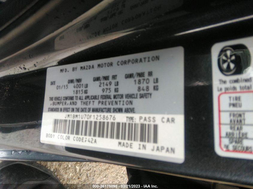 2015 MAZDA MAZDA3 I SPORT - JM1BM1U70F1258676