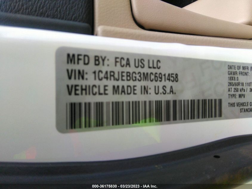 2021 JEEP GRAND CHEROKEE LIMITED - 1C4RJEBG3MC691458