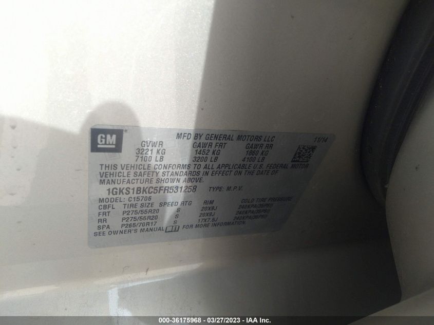 2015 GMC YUKON SLT - 1GKS1BKC5FR531258