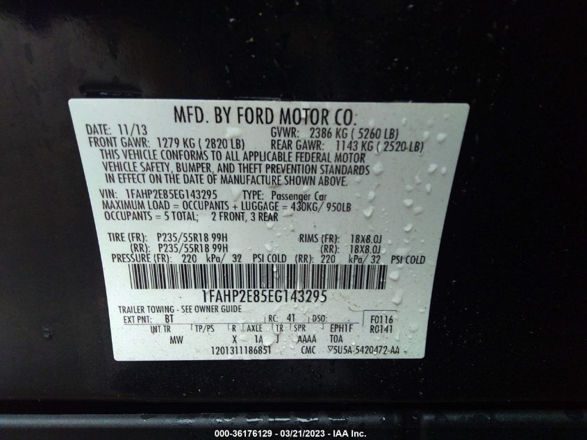 2014 FORD TAURUS SEL - 1FAHP2E85EG143295