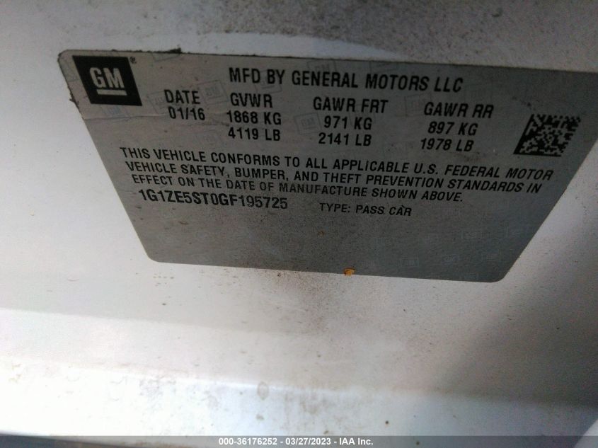 2016 CHEVROLET MALIBU LT - 1G1ZE5ST0GF195725
