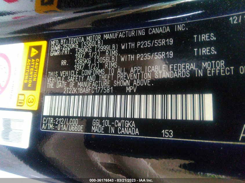 2015 LEXUS RX 350 - 2T2ZK1BA8FC177581