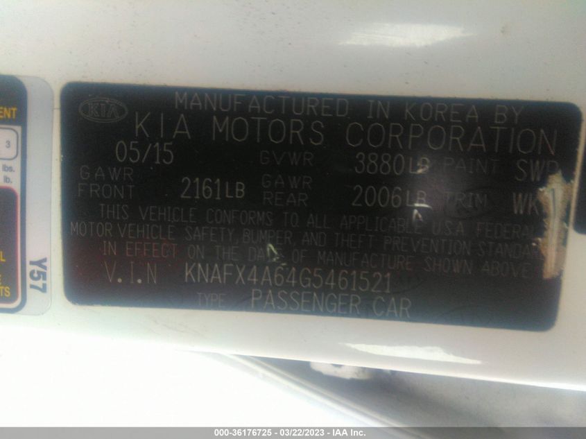 2016 KIA FORTE LX - KNAFX4A64G5461521