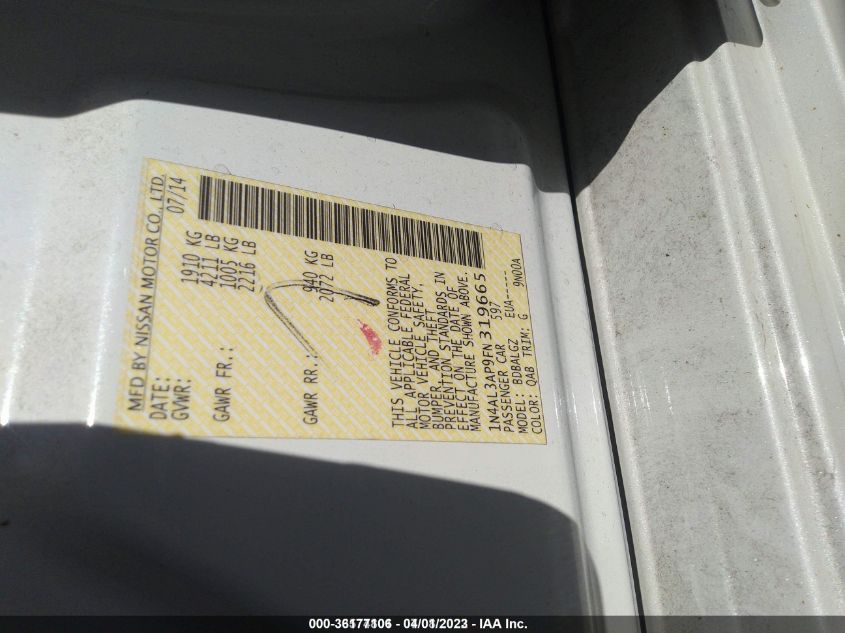 2015 NISSAN ALTIMA 2.5 S - 1N4AL3AP9FN319665