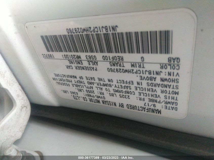 2017 NISSAN ROGUE SPORT SL - JN1BJ1CP2HW029760