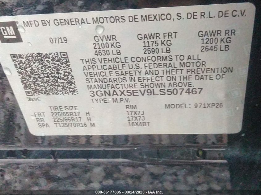 2020 CHEVROLET EQUINOX LS - 3GNAX5EV9LS507467