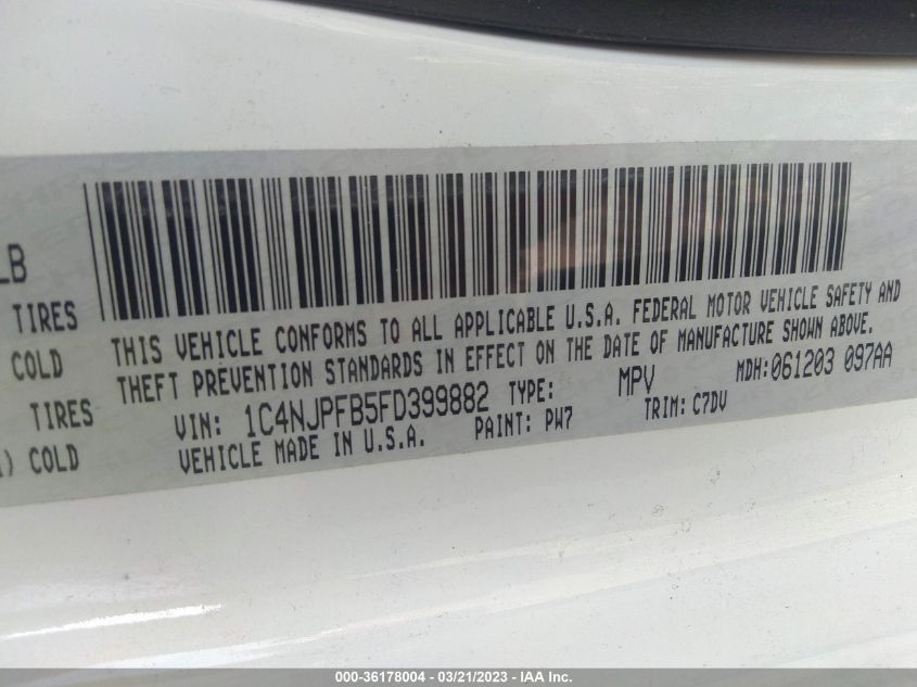 2015 JEEP PATRIOT LATITUDE - 1C4NJPFB5FD399882