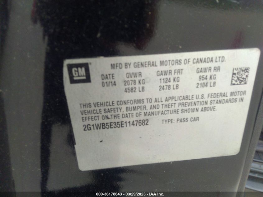 2013 CHEVROLET IMPALA LT - 2G1WG5E30D1138209