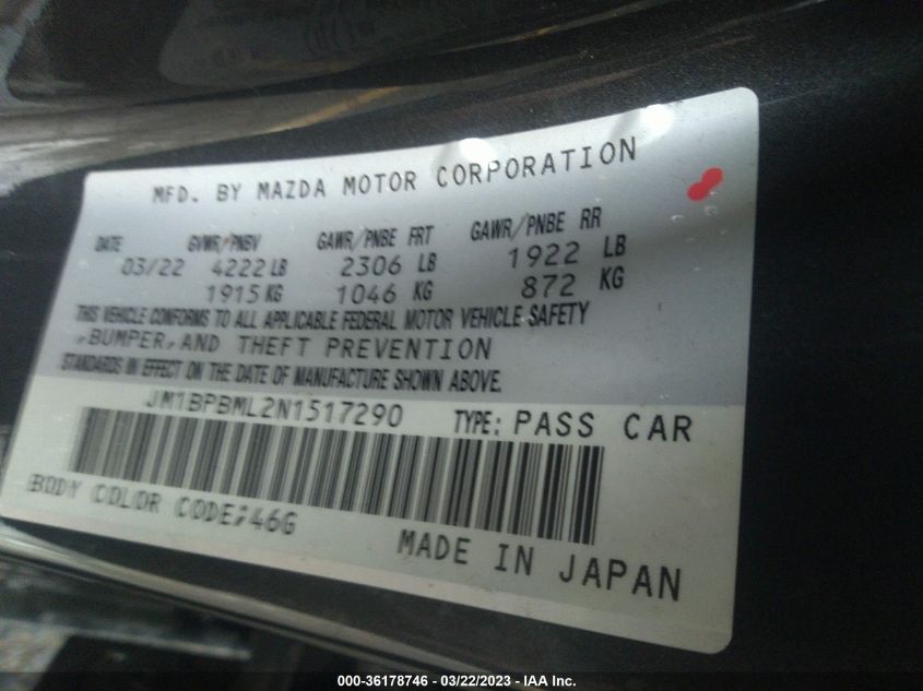 2022 MAZDA MAZDA3 HATCHBACK PREMIUM JM1BPBML2N1517290