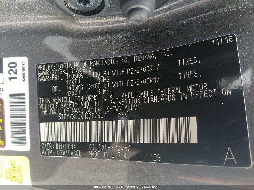 2017 TOYOTA SIENNA LE - 5TDKZ3DC2HS797607