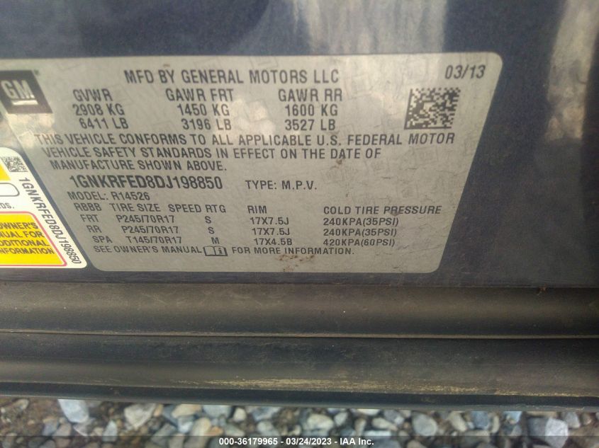 2013 CHEVROLET TRAVERSE LS - 1GNKRFED8DJ198850
