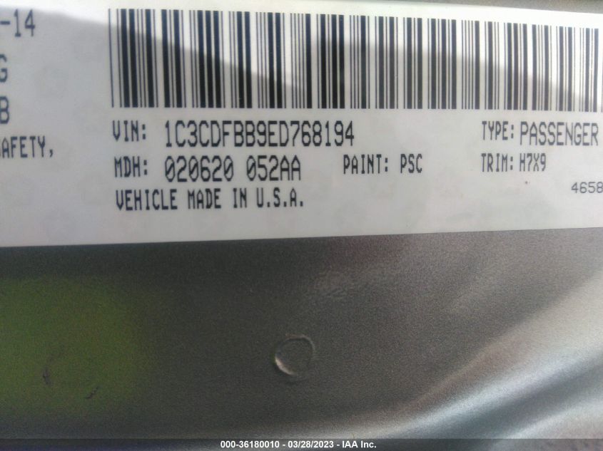 2014 DODGE DART SXT - 1C3CDFBB9ED768194