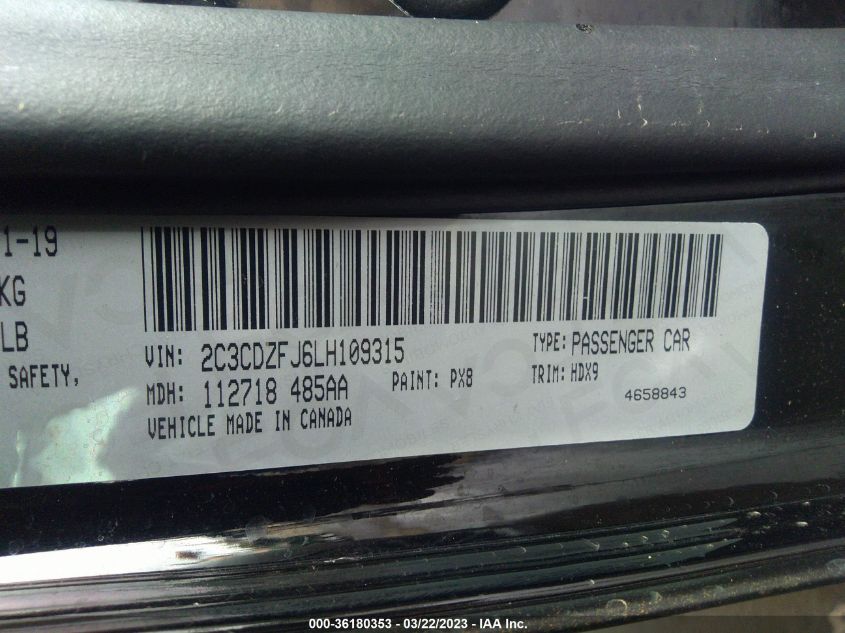 2020 DODGE CHALLENGER R/T SCAT PACK - 2C3CDZFJ6LH109315