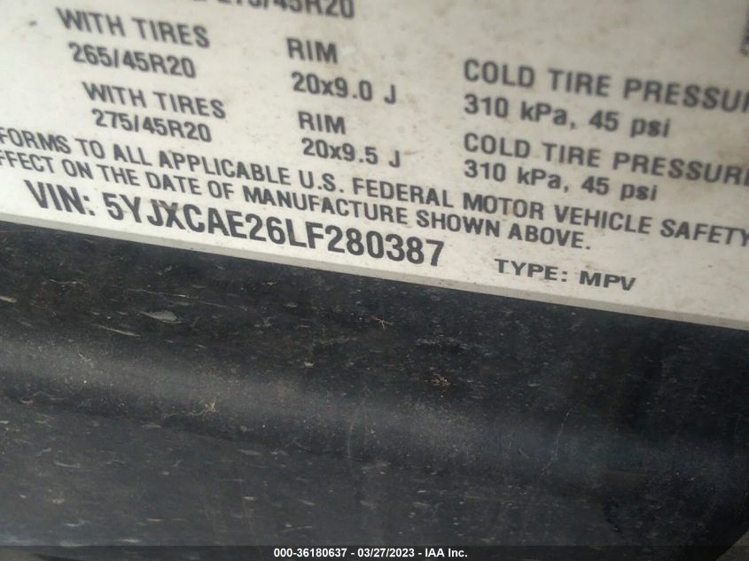 2020 TESLA MODEL X LONG RANGE - 5YJXCAE26LF280387