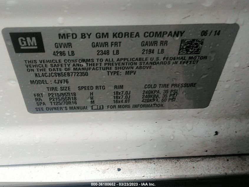 2014 BUICK ENCORE LEATHER - KL4CJCSB5EB772350