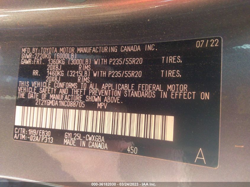 2022 LEXUS RX RX 450H F SPORT HANDLING - 2T2YGMDA1NC088705