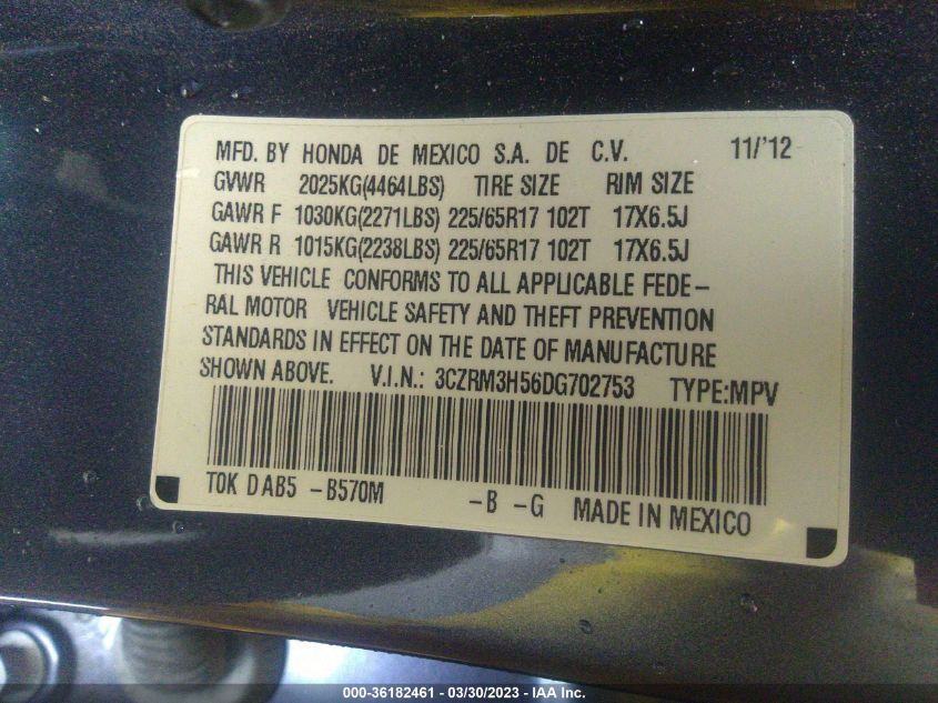 2013 HONDA CR-V EX - 3CZRM3H56DG702753