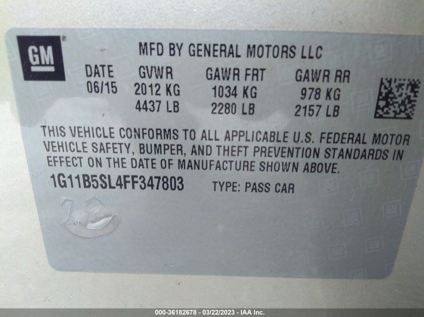 2015 CHEVROLET MALIBU LS - 1G11B5SL4FF347803