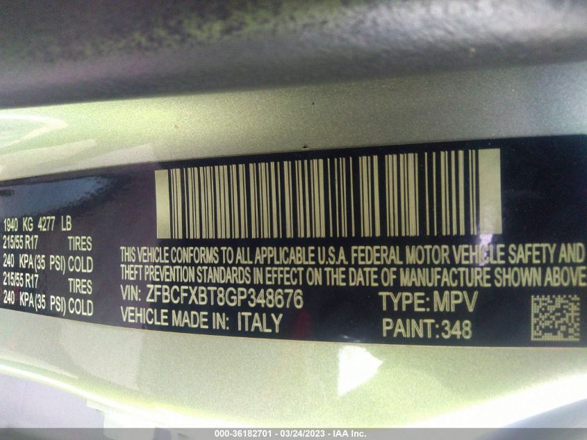 2016 FIAT 500X EASY - ZFBCFXBT8GP348676