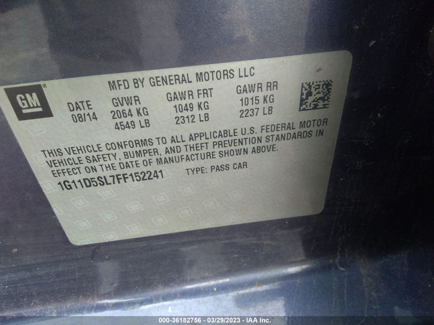 2015 CHEVROLET MALIBU LT - 1G11D5SL7FF152241