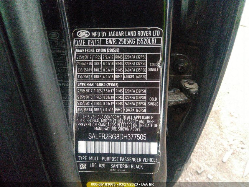 2013 LAND ROVER LR2 - SALFR2BG8DH377505