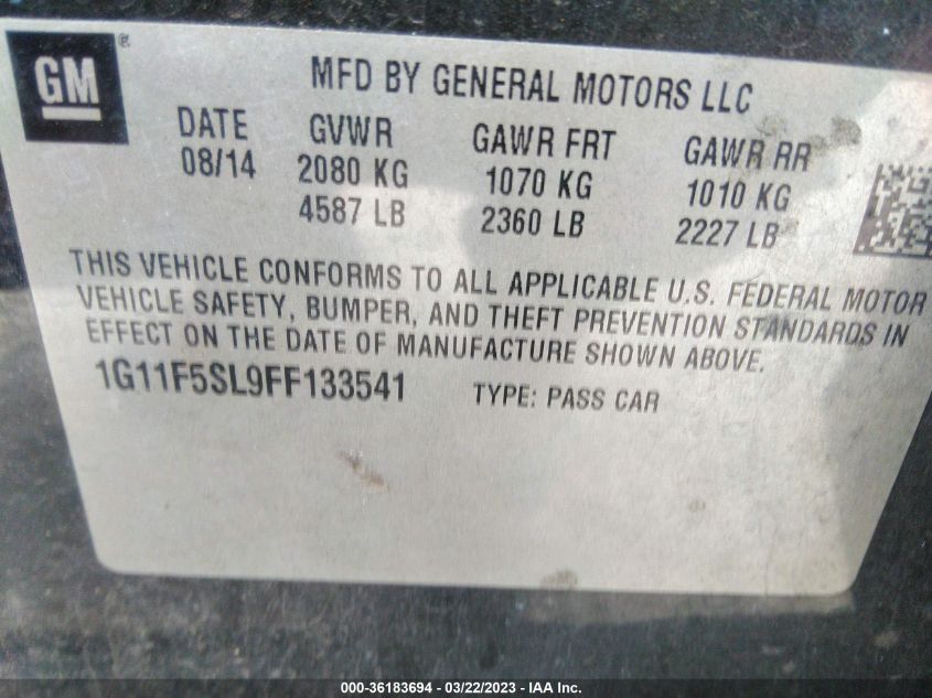 2015 CHEVROLET MALIBU LTZ - 1G11F5SL9FF133541