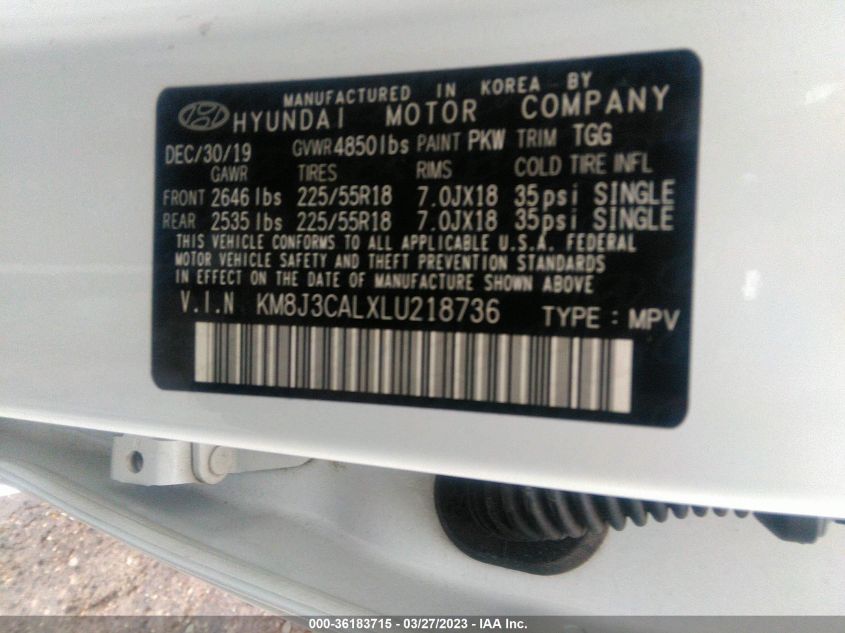 2020 HYUNDAI TUCSON SEL - KM8J3CALXLU218736