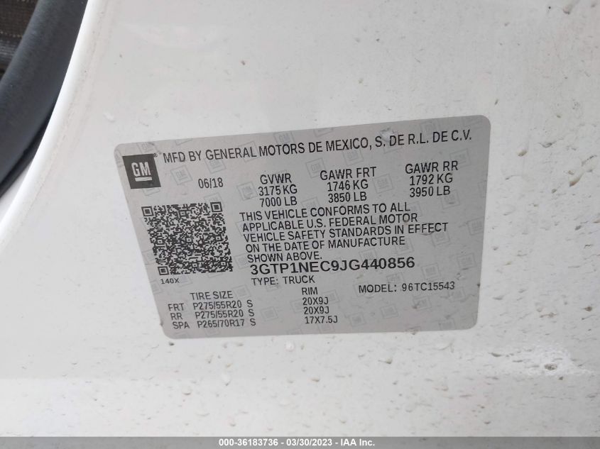 2018 GMC SIERRA 1500 SLT - 3GTP1NEC9JG440856