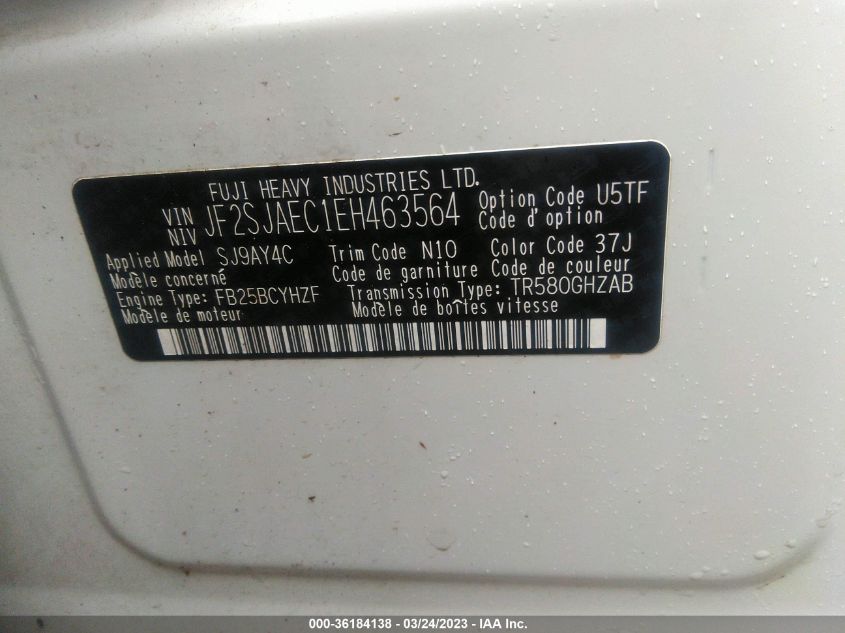 2014 SUBARU FORESTER 2.5I PREMIUM - JF2SJAEC1EH463564