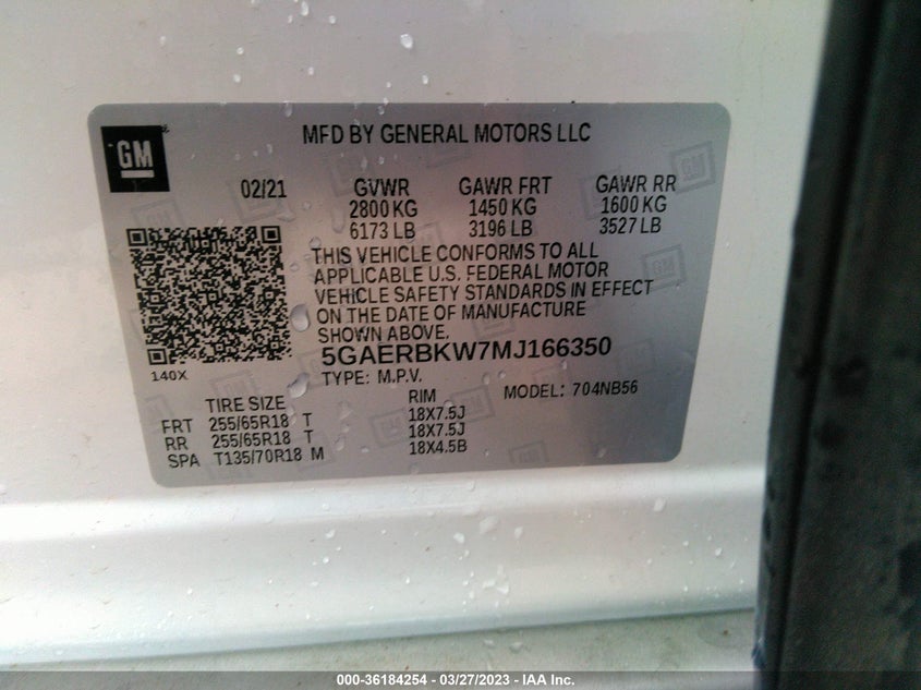 VIN 5GAERBKW7MJ166350 2021 BUICK ENCLAVE ESSENCE