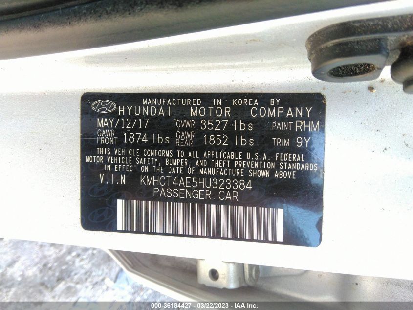 2017 HYUNDAI ACCENT SE - KMHCT4AE5HU323384