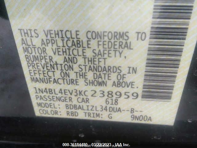 2019 NISSAN ALTIMA 2.5 SL - 1N4BL4EV3KC238959