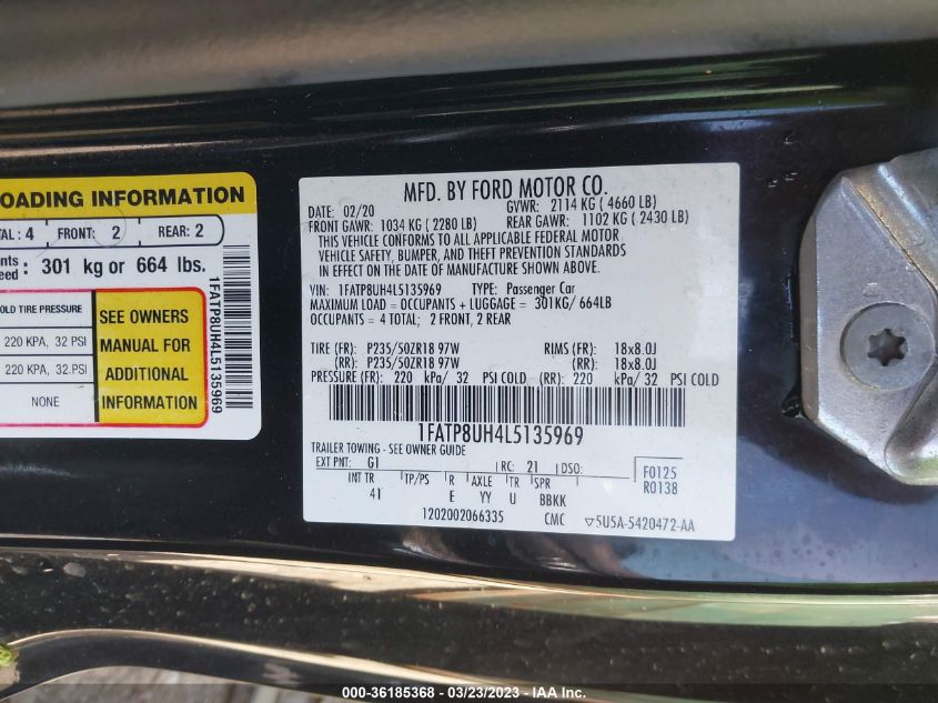 2020 FORD MUSTANG ECOBOOST - 1FATP8UH4L5135969