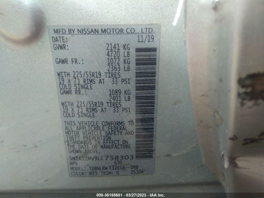 2020 NISSAN ROGUE SL - 5N1AT2MV9LC758303