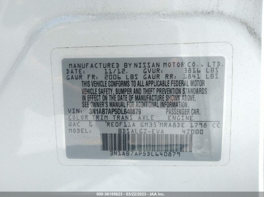 2013 NISSAN SENTRA SL - 3N1AB7AP5DL640879