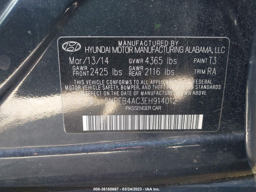 2014 HYUNDAI SONATA GLS - 5NPEB4AC3EH914012