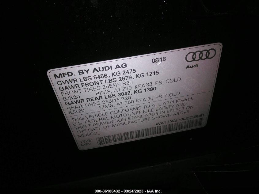2018 AUDI Q5 PREMIUM PLUS - WA1BNAFYXJ2239861