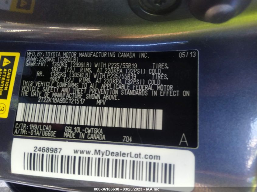 2013 LEXUS RX 350 - 2T2ZK1BA9DC121517