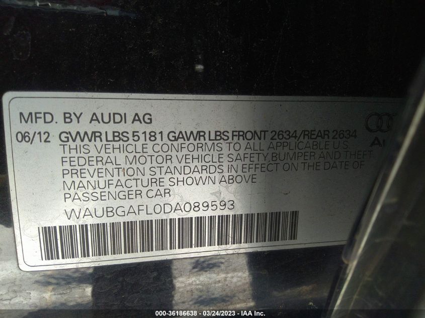 2013 AUDI S4 PREMIUM PLUS - WAUBGAFL0DA089593
