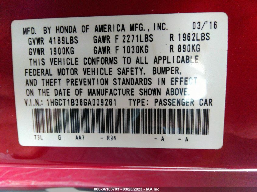 2016 HONDA ACCORD COUPE LX-S - 1HGCT1B36GA009261