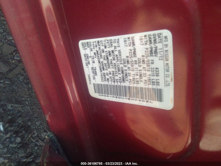2013 NISSAN ROGUE SL - JN8AS5MT2DW516853