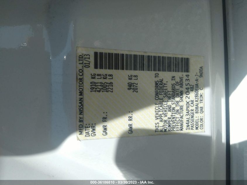 2013 NISSAN ALTIMA 2.5 S - 1N4AL3APXDC204534