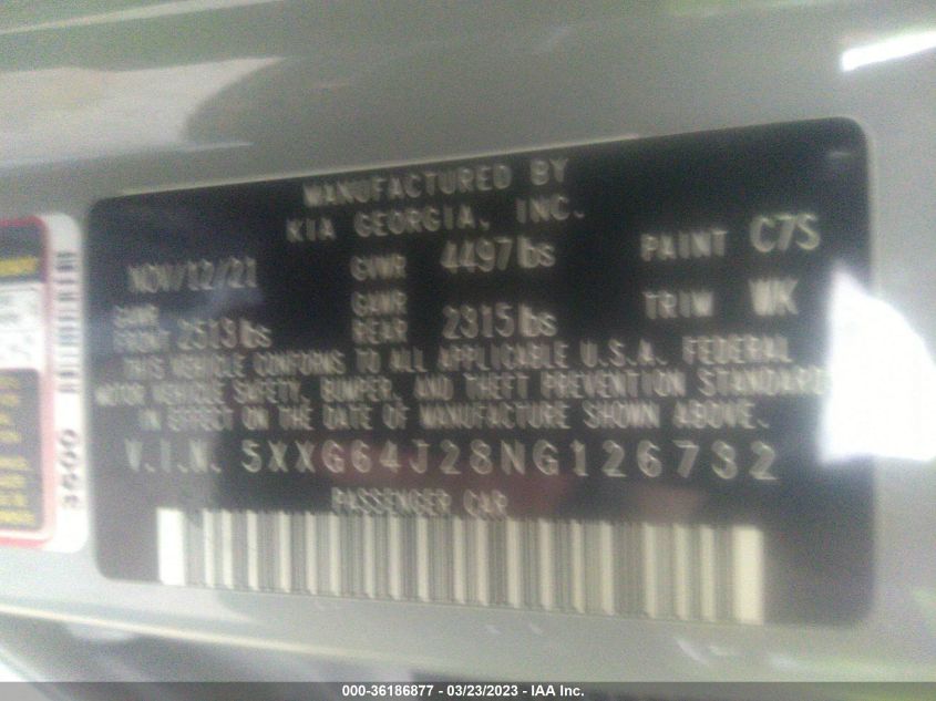 2022 KIA K5 GT-LINE - 5XXG64J28NG126732