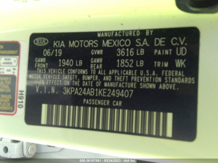 2019 KIA RIO LX - 3KPA24AB1KE249407