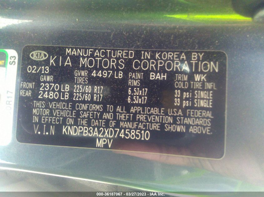 2013 KIA SPORTAGE LX - KNDPB3A2XD7458510